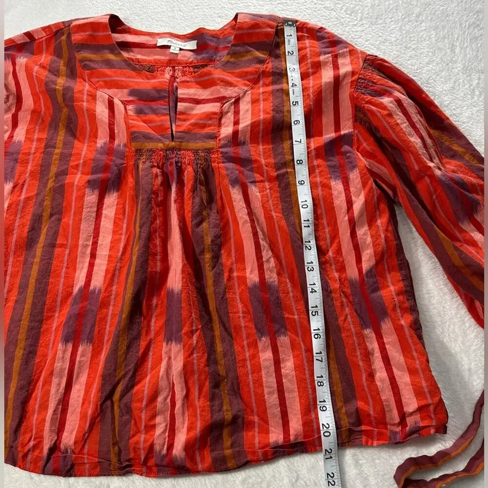 Madewell Ikat Peasant Popover Top puffed sleeve size small